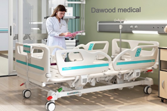 5-functions Electric hospital bed, Model: V6v5c. The electric intensive care hospital bed with tilt function is a special benefit.
